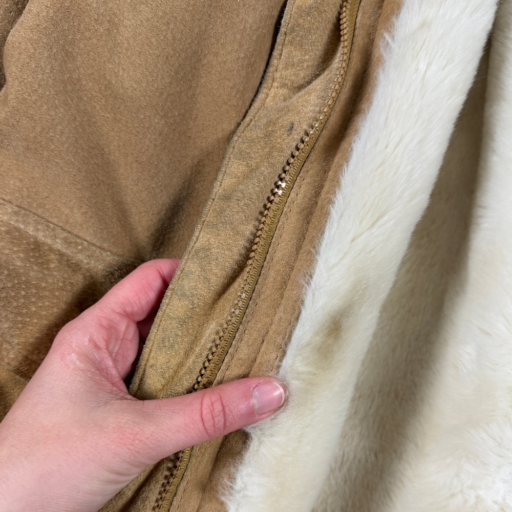 J Percy Marvin Richards Suede Leather Chore Barn Jacket Fur Lined Coat Women’s M - Picture 8 of 12